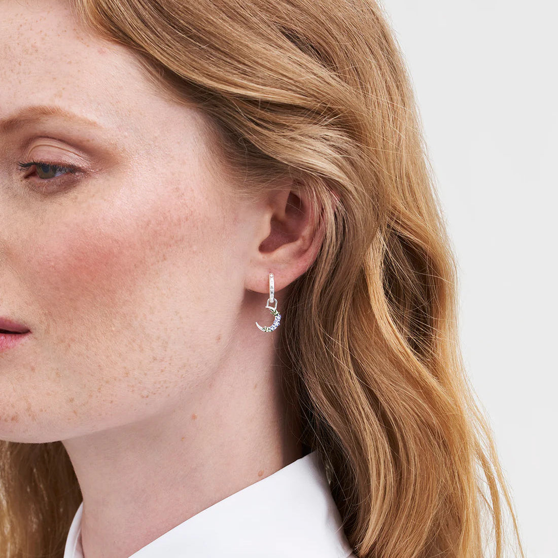 Fable - Nightshade Moon Huggie Earrings - Silver