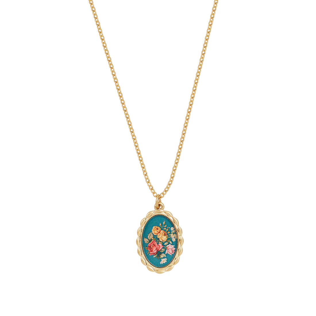 Fable - Roses Vintage framed Necklace - Gold