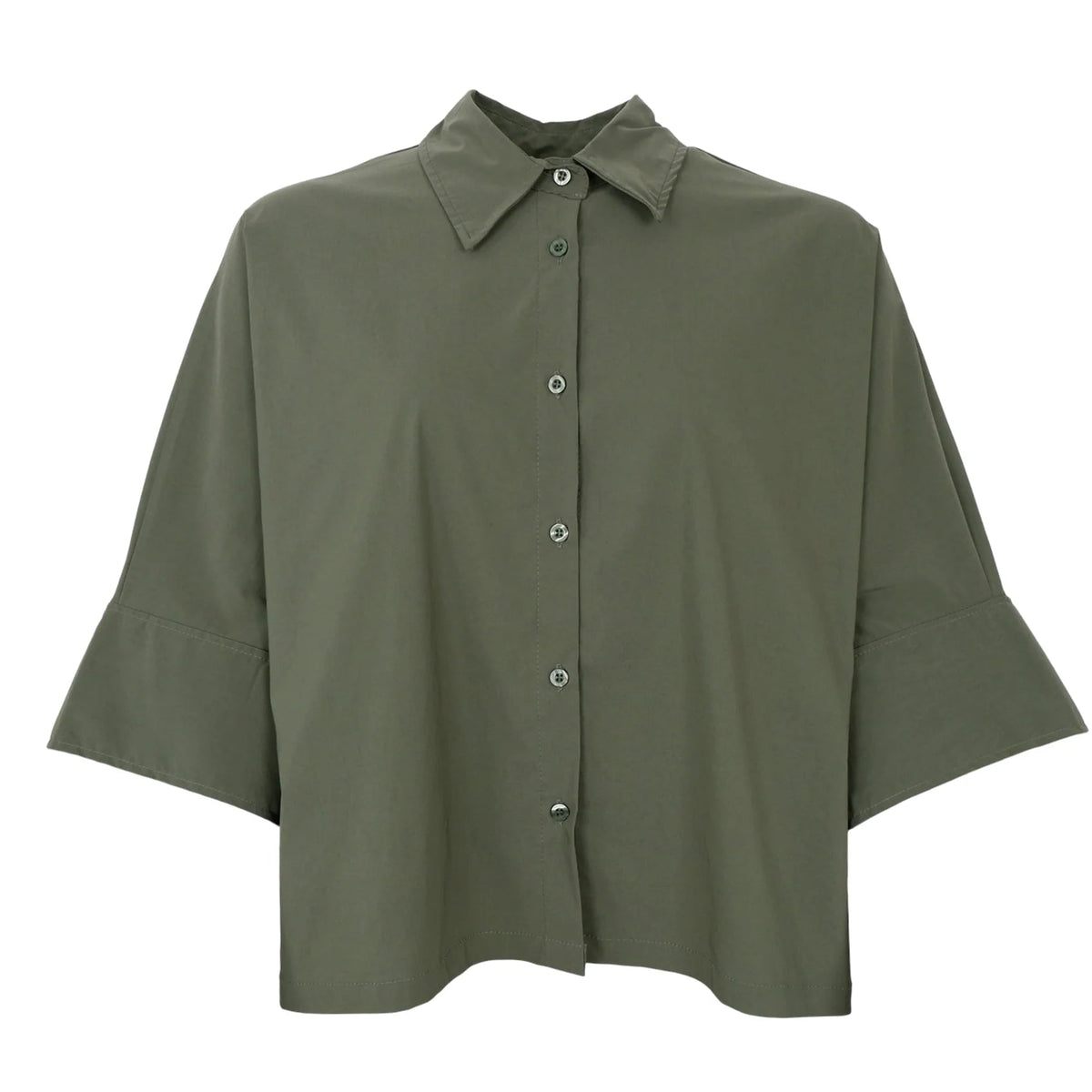 Black Colour - Davina Loose Shirt - Army Green