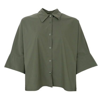 Black Colour - Davina Loose Shirt - Army Green