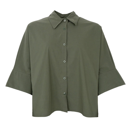 Black Colour - Davina Loose Shirt - Army Green
