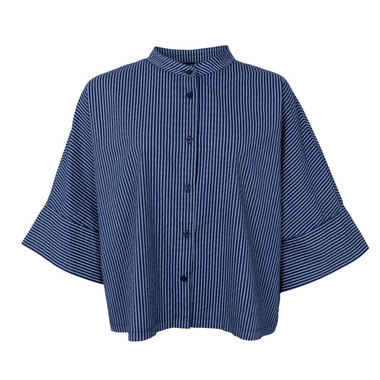 Black Colour - Ally Loose Shirt - Navy