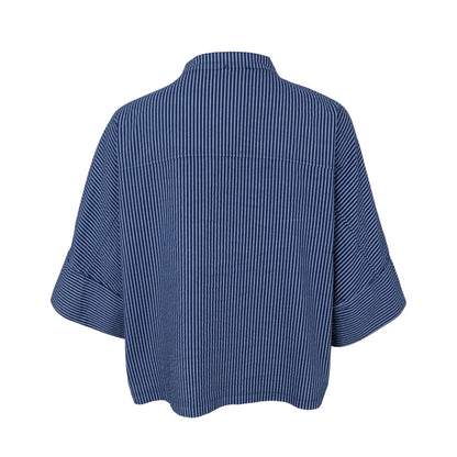 Black Colour - Ally Loose Shirt - Navy