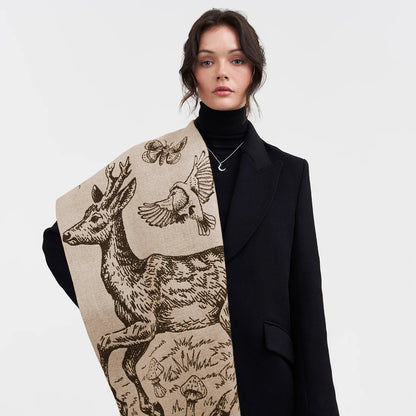 Fable England - Taupe Woodland Tales Jacquard Scarf
