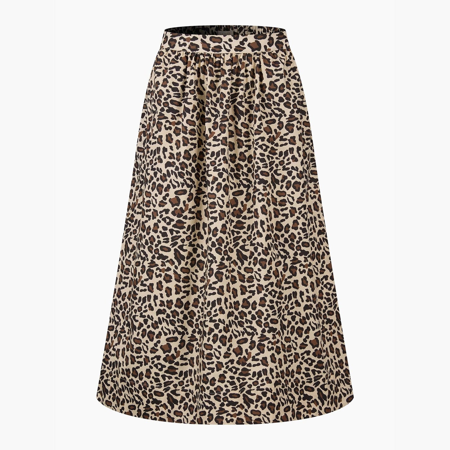 Leopard Print Cotton Midaxi Skirt in Neutral: Medium (UK 12-14)