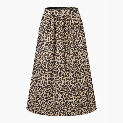 Leopard Print Cotton Midaxi Skirt in Neutral: Medium (UK 12-14)