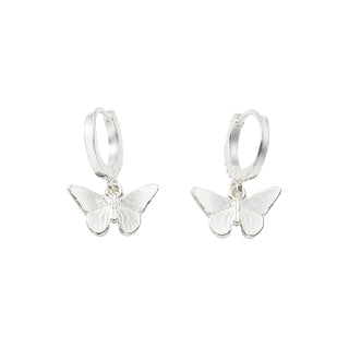 Blue Butterfly Earrings - Silver