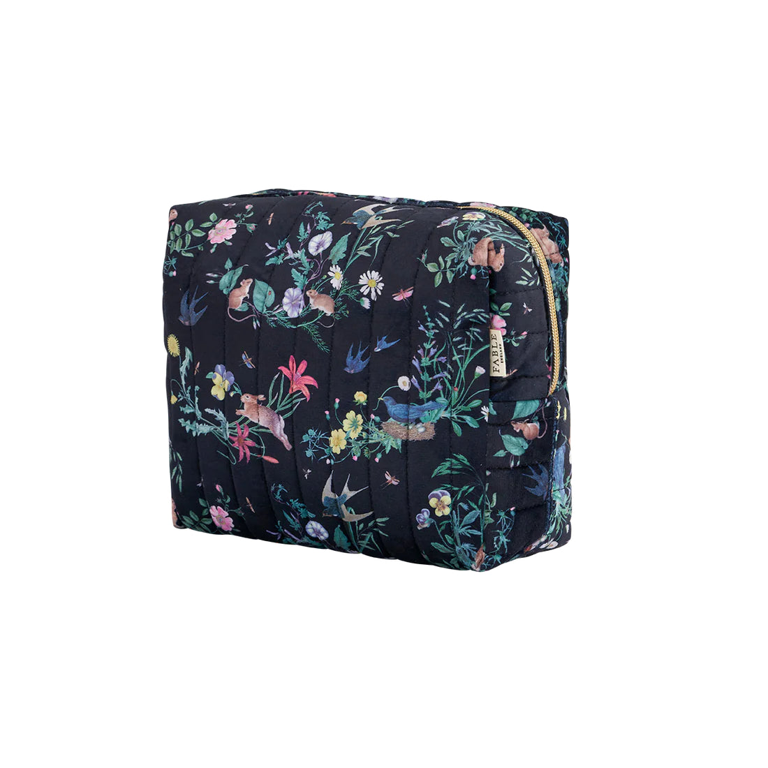 Fable England - Navy Large Quilted Make Up Bag