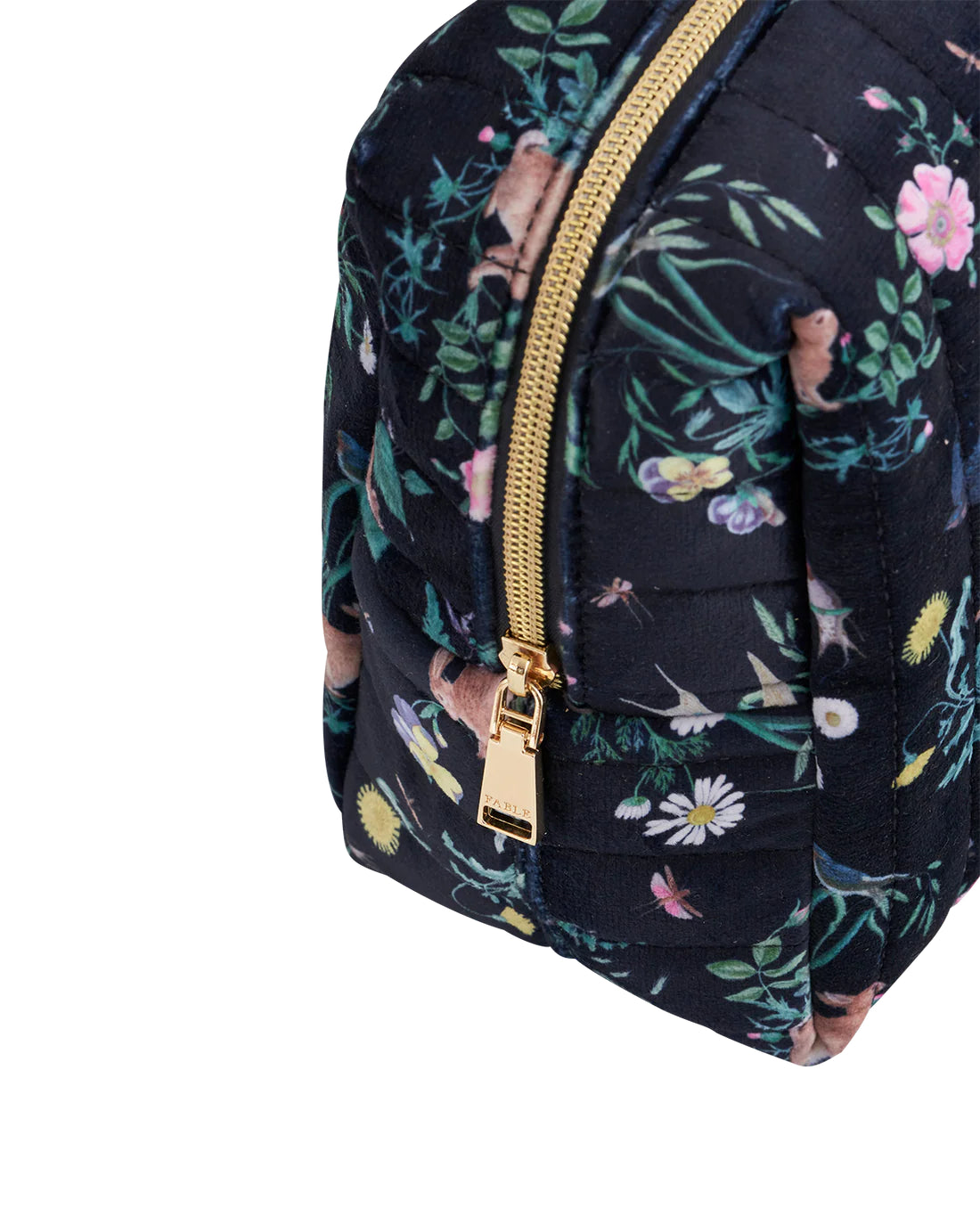 Fable England - Navy Large Quilted Make Up Bag