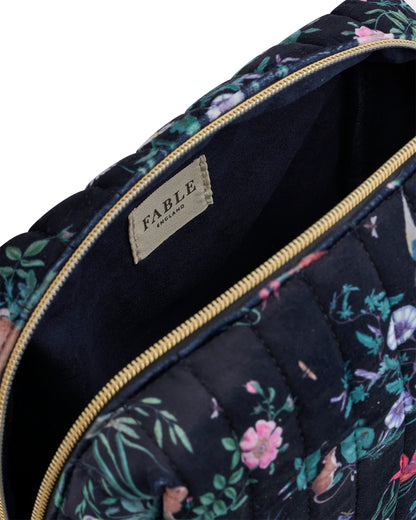 Fable England - Navy Large Quilted Make Up Bag