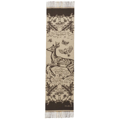 Fable England - Taupe Woodland Tales Jacquard Scarf
