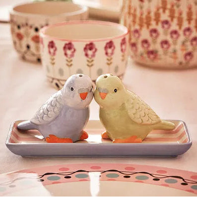 Cath Kitson - Boxed Budgie Stoneware Salt & Pepper shaker