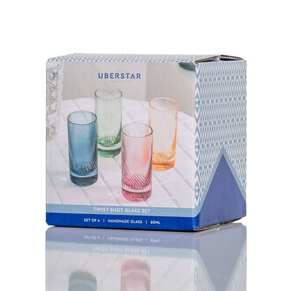 Twist Coloured Shot Glasses - Set of 4