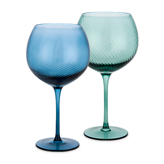 Twist Gin Glasses - Set of 2 Blue/Green