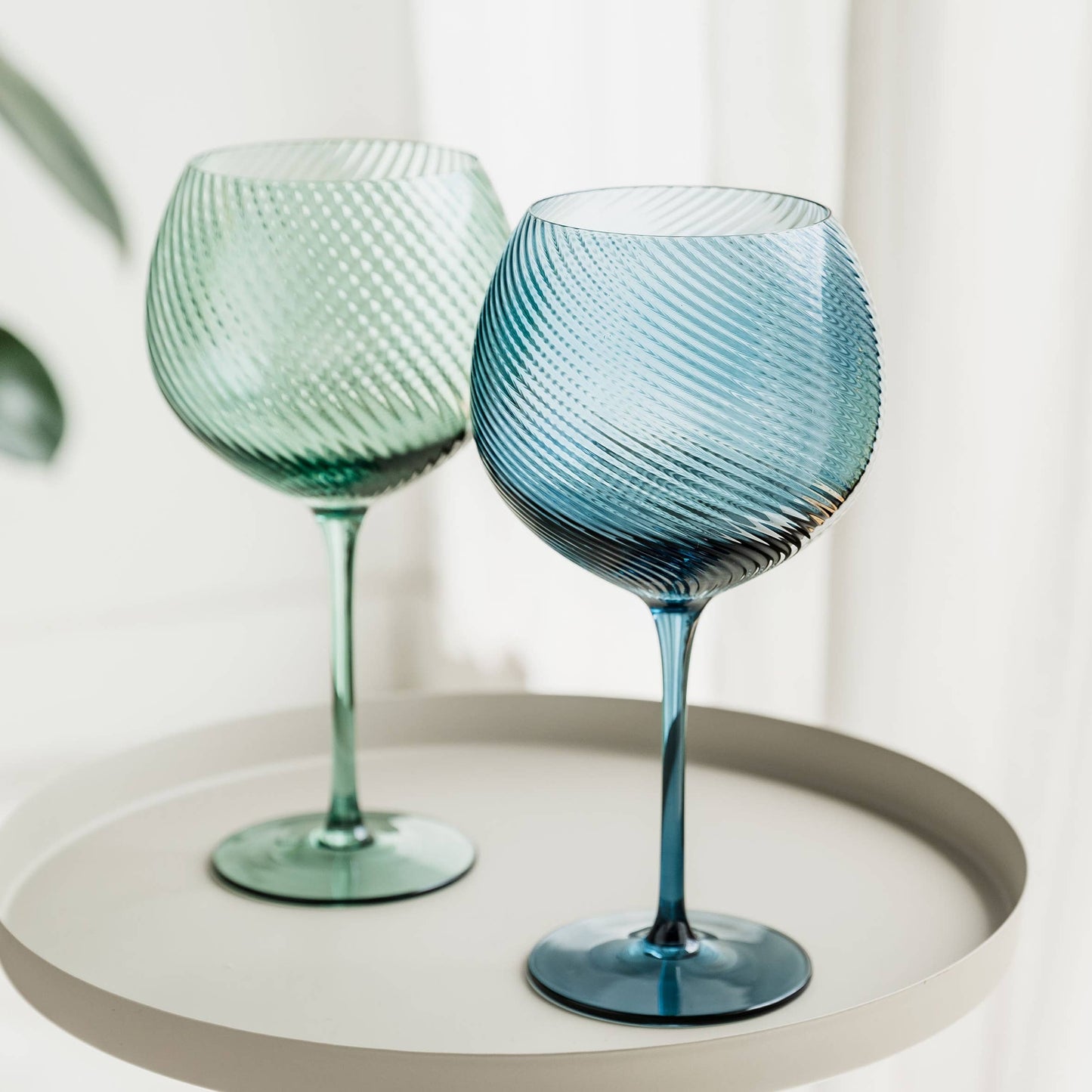 Twist Gin Glasses - Set of 2 Blue/Green