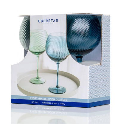 Twist Gin Glasses - Set of 2 Blue/Green