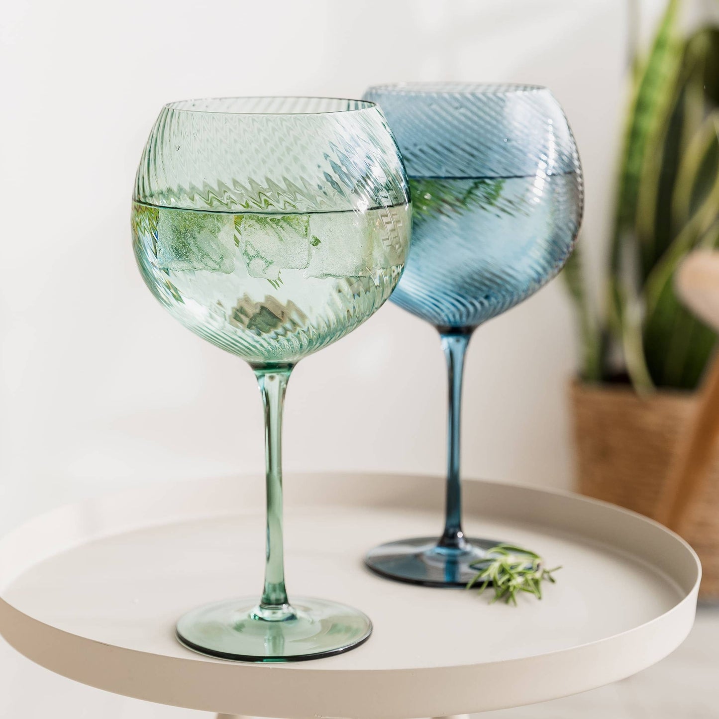 Twist Gin Glasses - Set of 2 Blue/Green