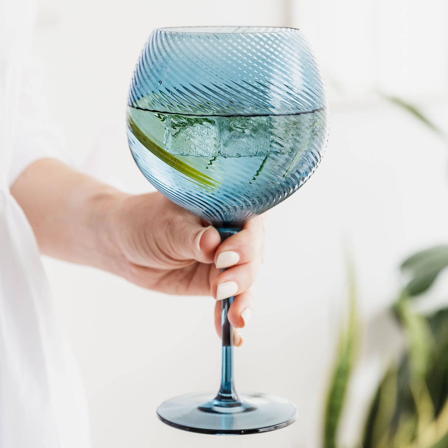 Twist Gin Glasses - Set of 2 Blue/Green