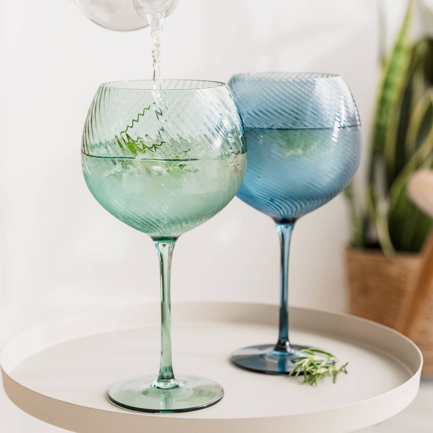 Twist Gin Glasses - Set of 2 Blue/Green