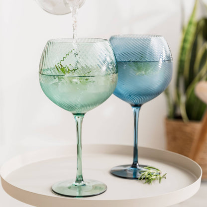 Twist Gin Glasses - Set of 2 Blue/Green