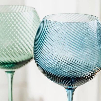 Twist Gin Glasses - Set of 2 Blue/Green