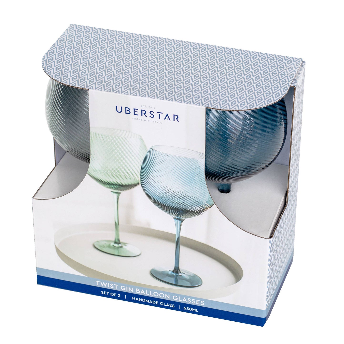 Twist Gin Glasses - Set of 2 Blue/Green