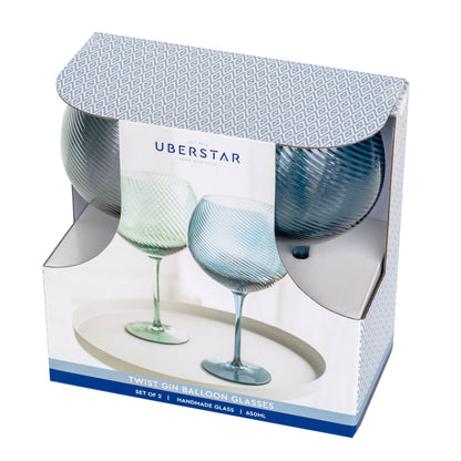 Twist Gin Glasses - Set of 2 Blue/Green