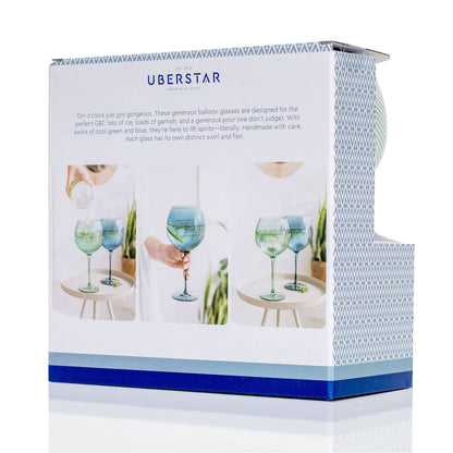 Twist Gin Glasses - Set of 2 Blue/Green