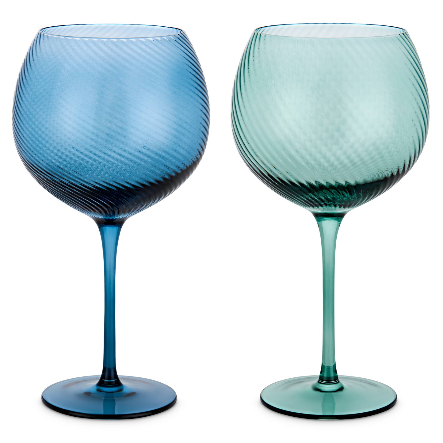 Twist Gin Glasses - Set of 2 Blue/Green