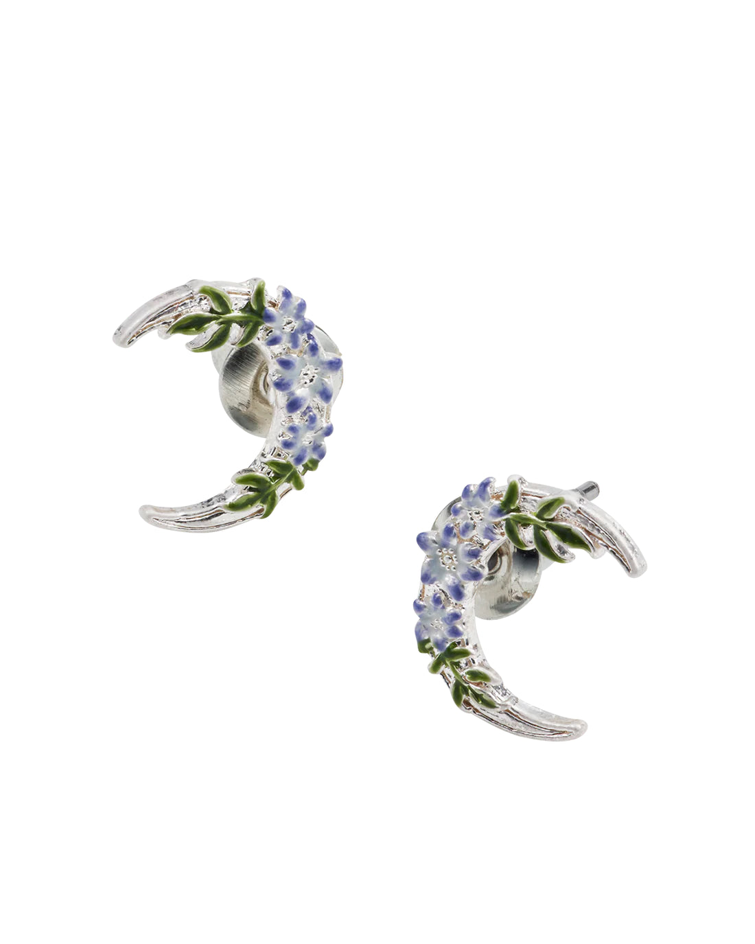 Fable - Nightshade Moon Stud Earrings - Silver