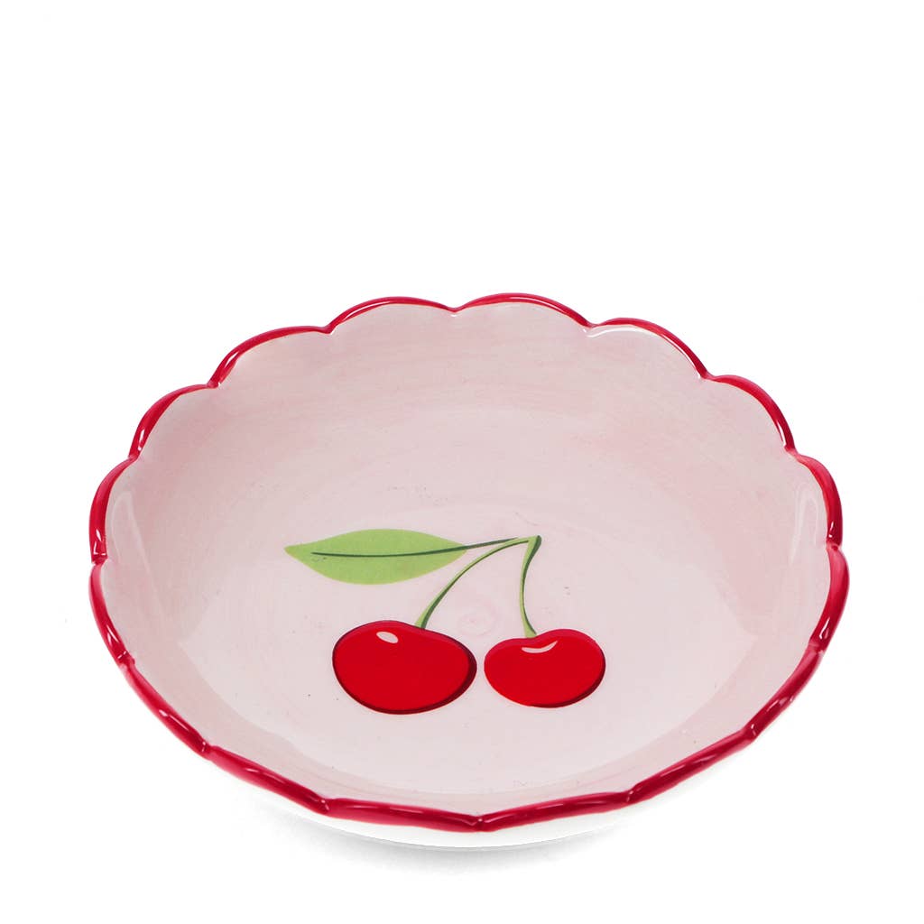 Scalloped ceramic trinket dish (12cm) - Cherry