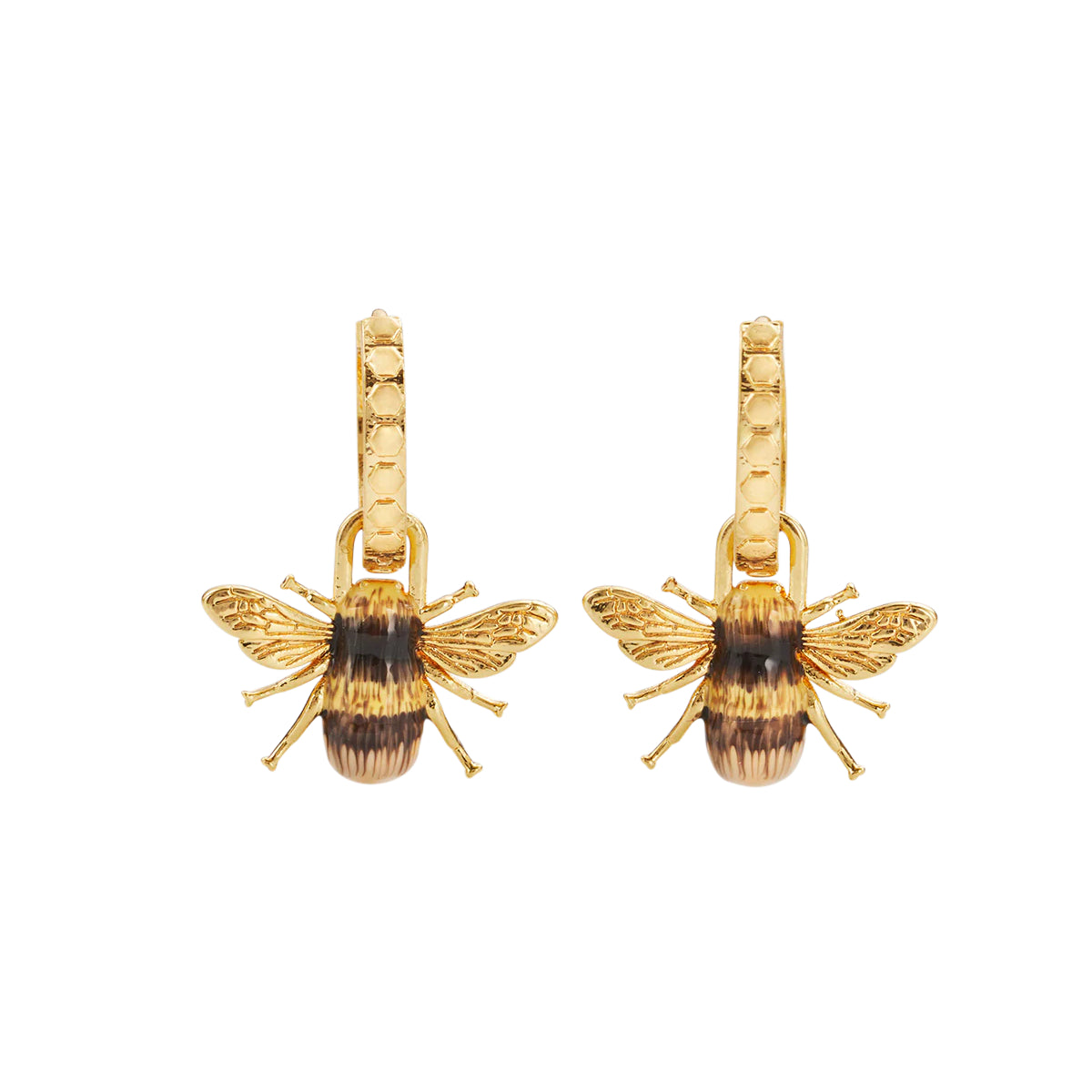 Fable England - Honey Bee Huggie Earrings - Gold