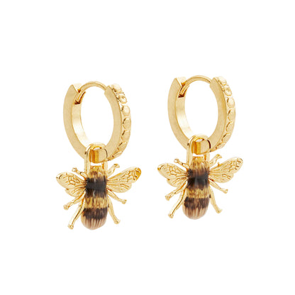 Fable England - Honey Bee Huggie Earrings - Gold