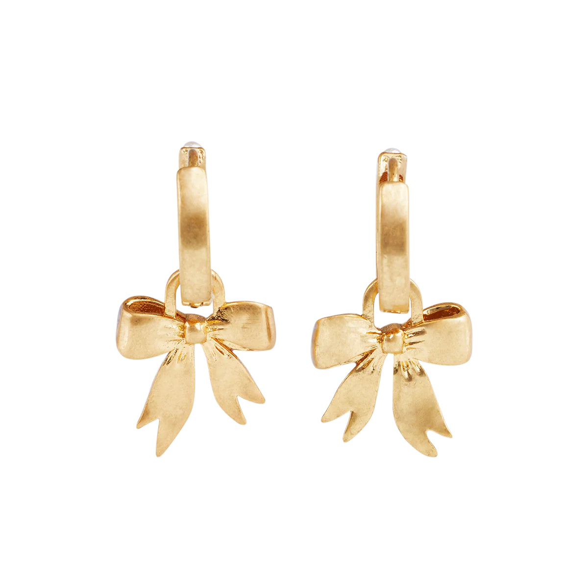 Fable England - Bow Pearl Huggie Earrings - Gold