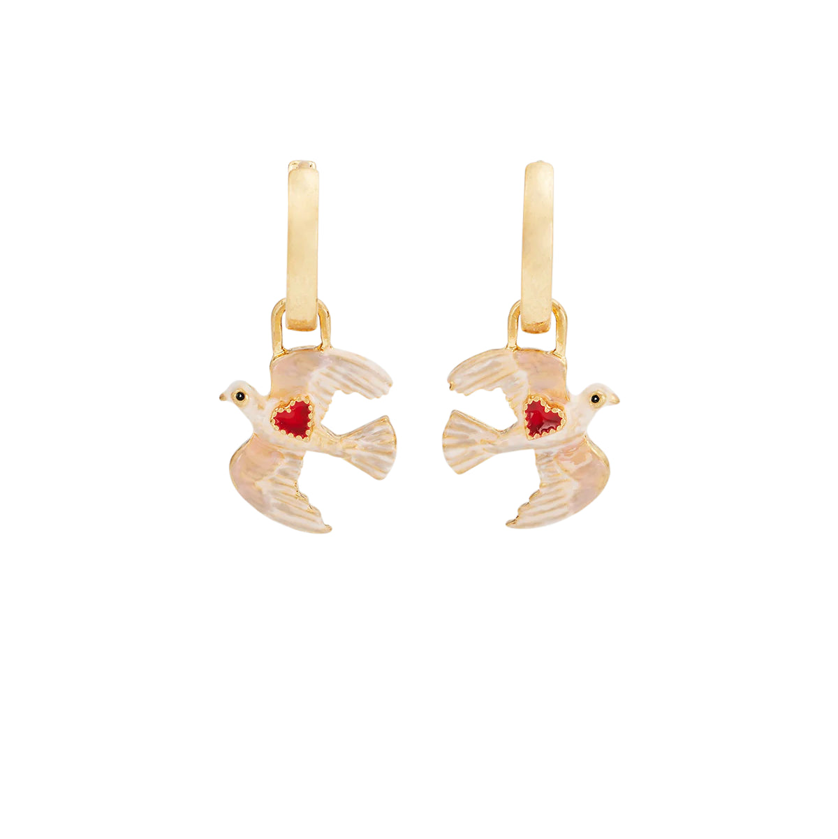 Fable England - Gold Love Dove Huggie Earrings