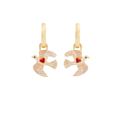 Fable England - Gold Love Dove Huggie Earrings