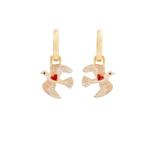 Fable England - Gold Love Dove Huggie Earrings