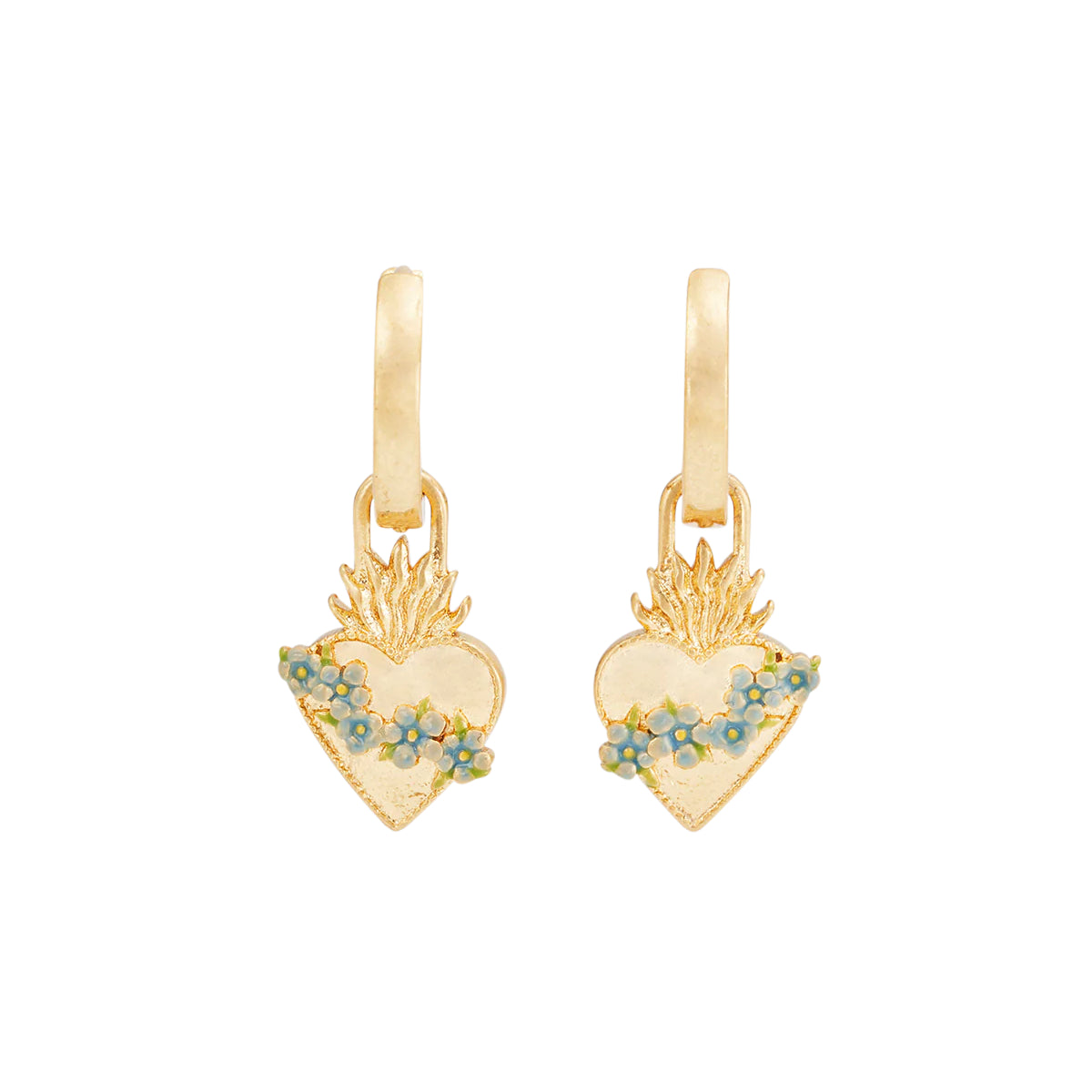 Fable England  - Gold Sacred Heart Huggie Earrings