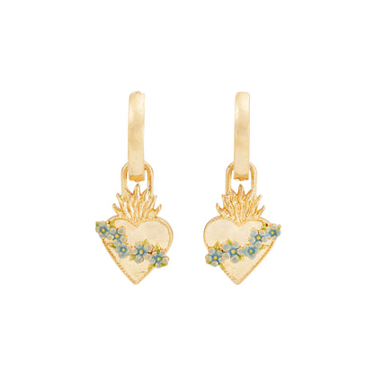 Fable England  - Gold Sacred Heart Huggie Earrings