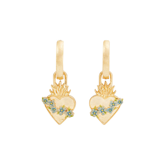 Fable England  - Gold Sacred Heart Huggie Earrings
