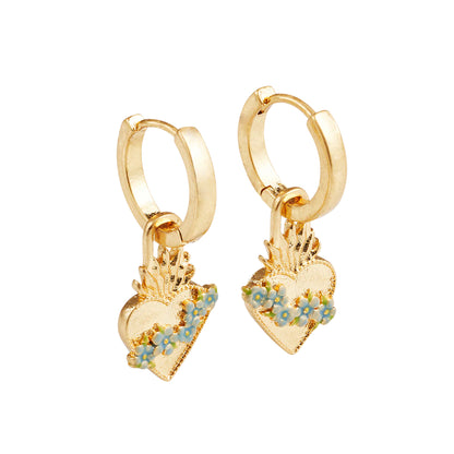 Fable England  - Gold Sacred Heart Huggie Earrings