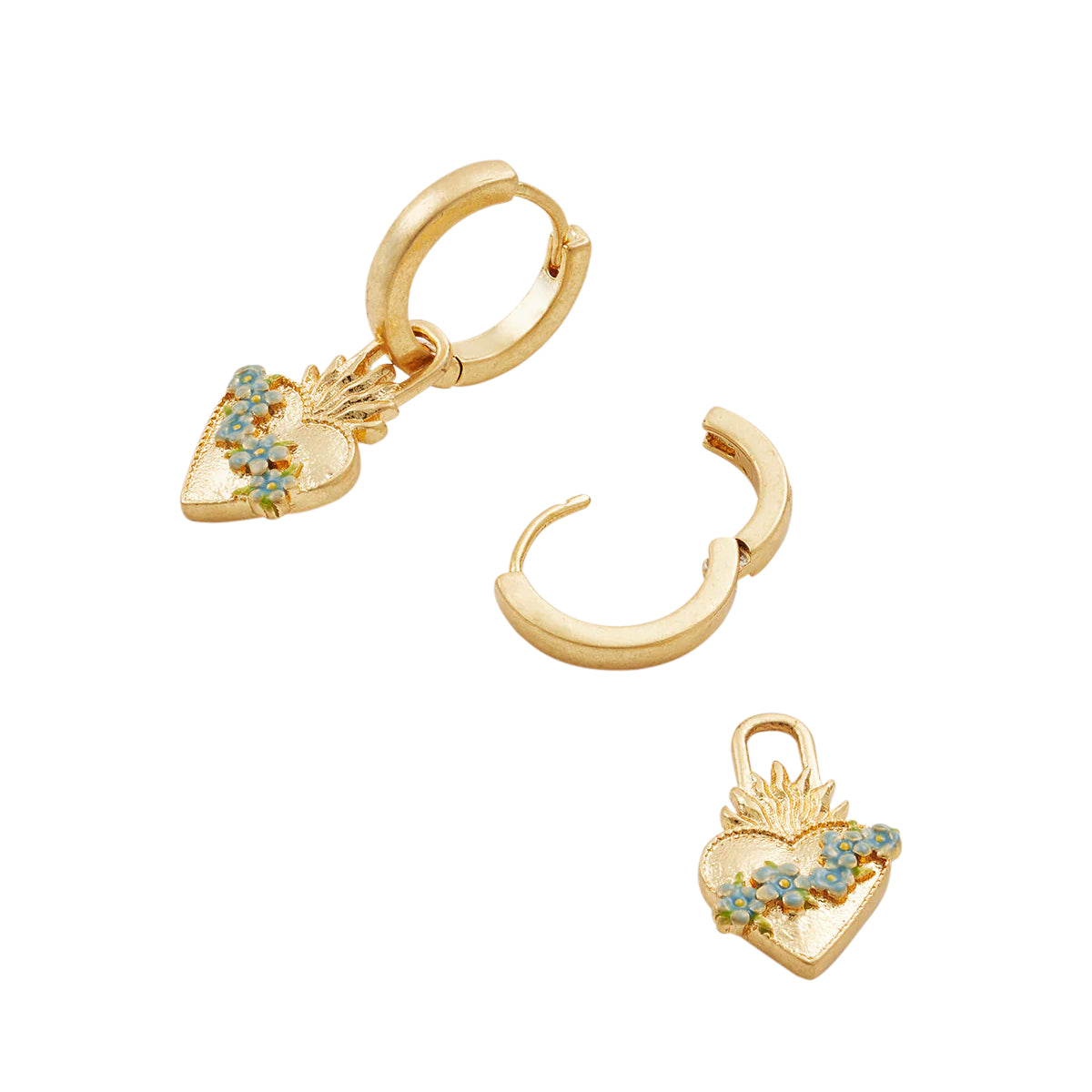 Fable England  - Gold Sacred Heart Huggie Earrings