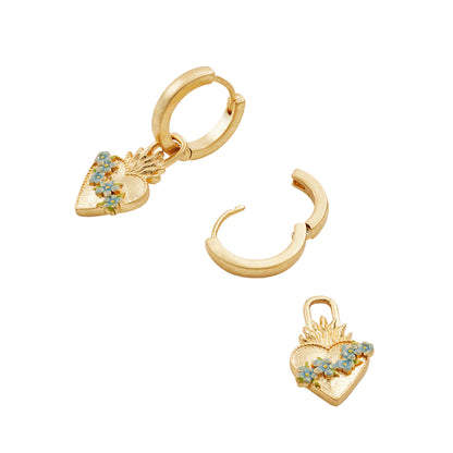 Fable England  - Gold Sacred Heart Huggie Earrings