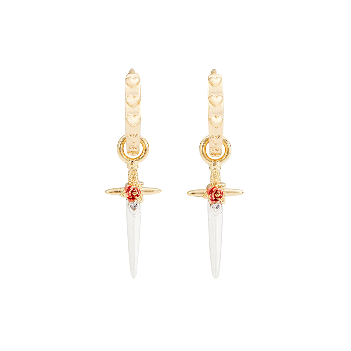 Fable England  - Gold Rose Dagger Huggie Earrings