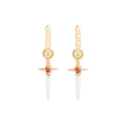 Fable England  - Gold Rose Dagger Huggie Earrings