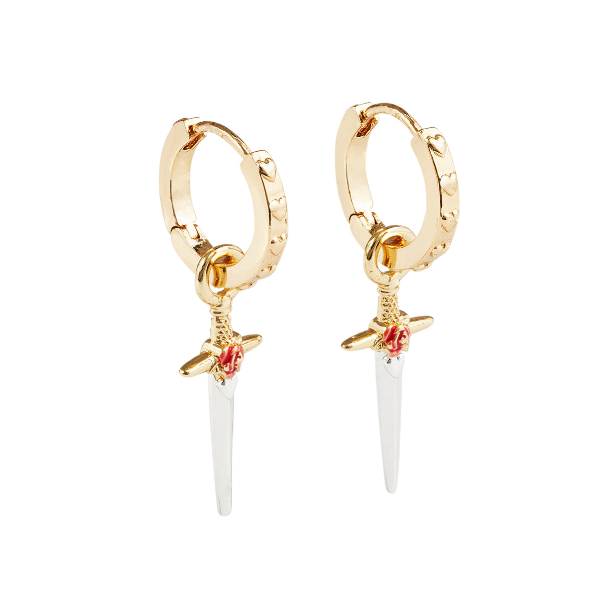 Fable England  - Gold Rose Dagger Huggie Earrings