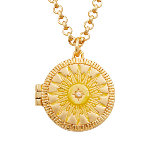Fable England -Gold Sun Locket Necklace