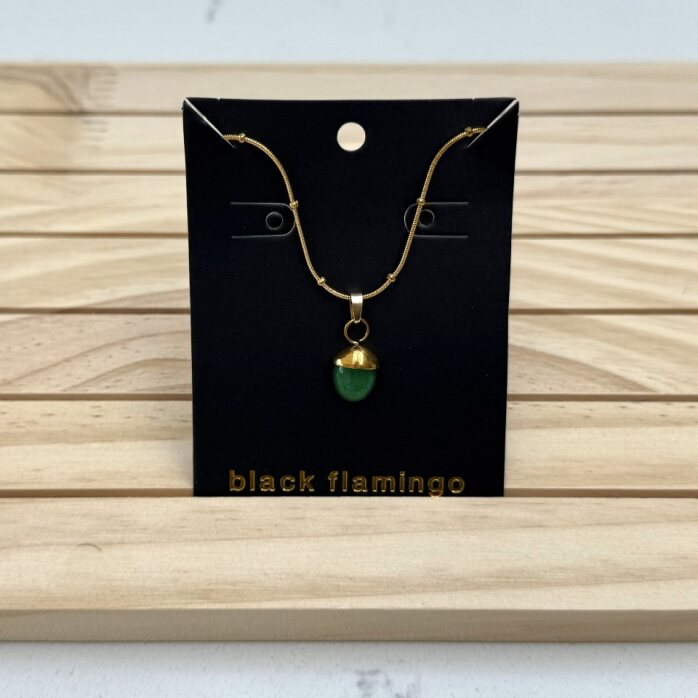 Black Flamingo - Dotty Necklace - Green