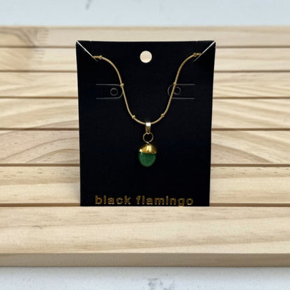 Black Flamingo - Dotty Necklace - Green