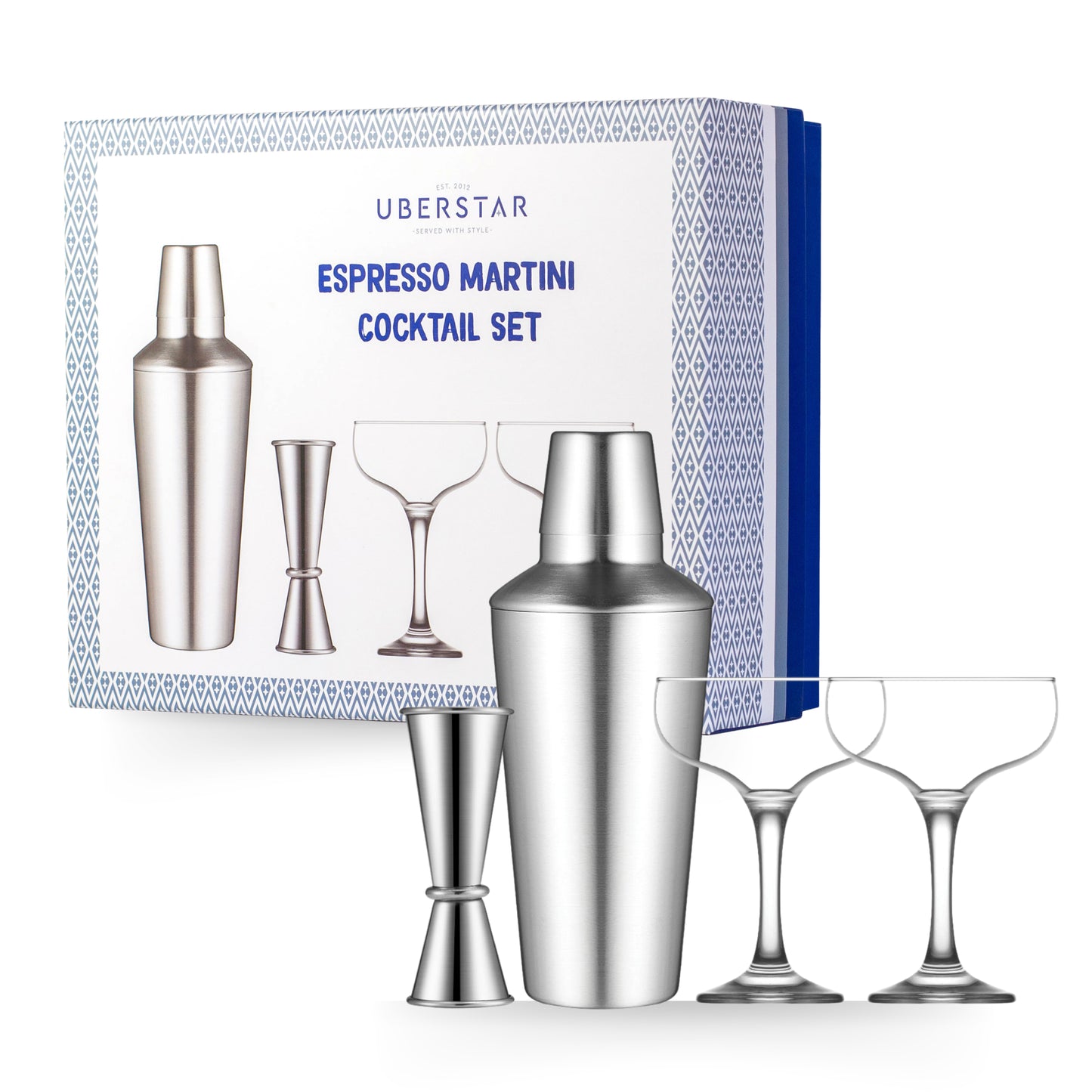 Espresso Martini Cocktail Set with Two Cocktail Glasses